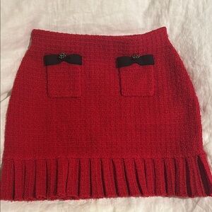 Self portrait red tweed mini skirt